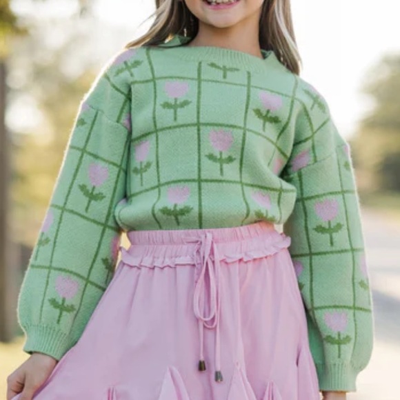 Shop The Mint Other - Shop The Mint Green and Pink Floral Sweater